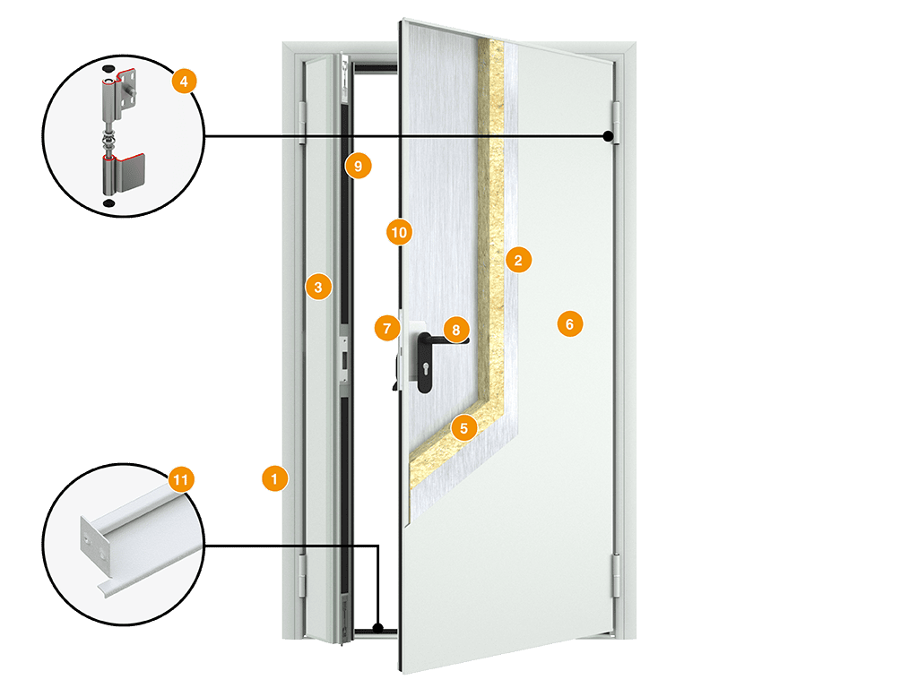 Конструкция технической двустворчатой двери