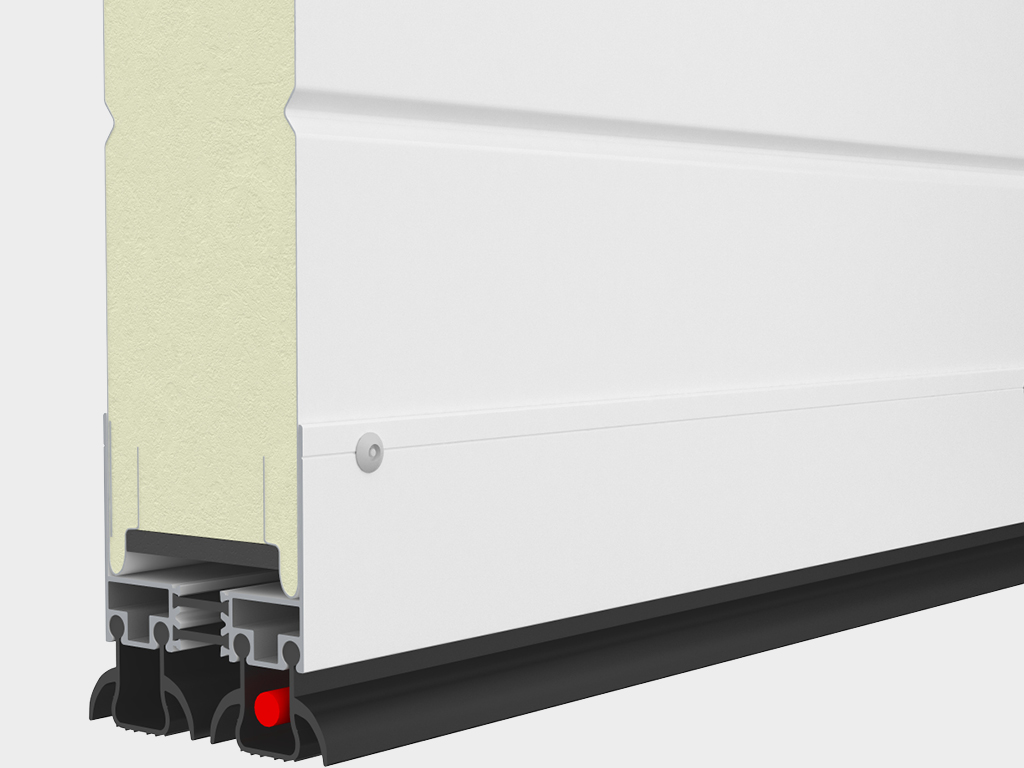 Нижний алюминиевый профиль и двойной уплотнитель