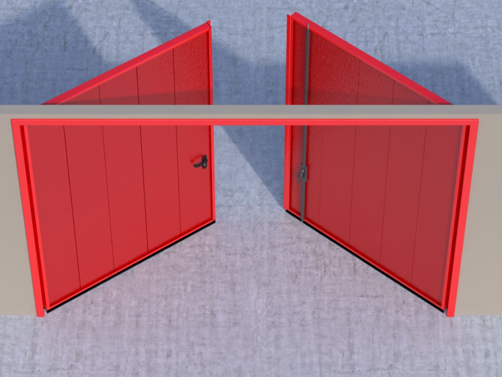 Открывание створок наружу — левая активная