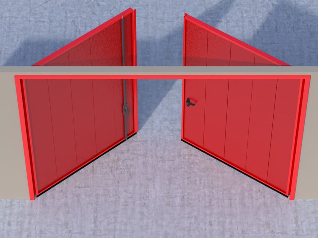 Открывание створок наружу — правая активная