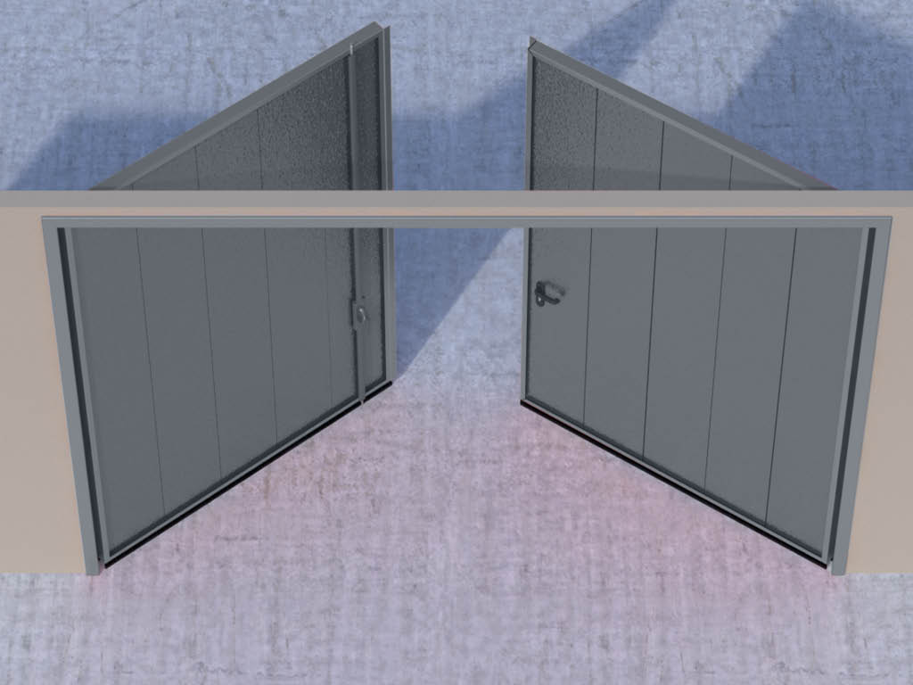 Открывание створок наружу — правая активная