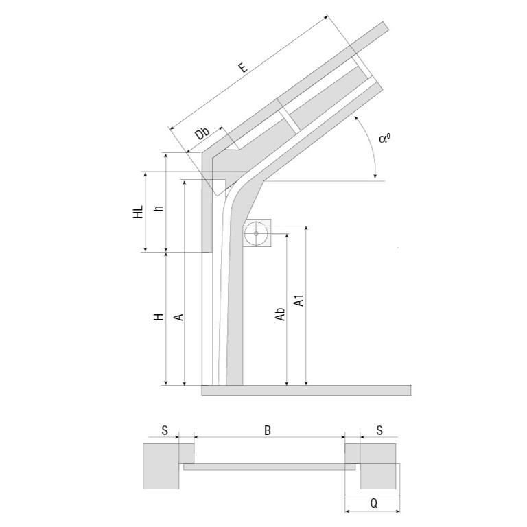Наклонный высокий подъем, барабан снизу