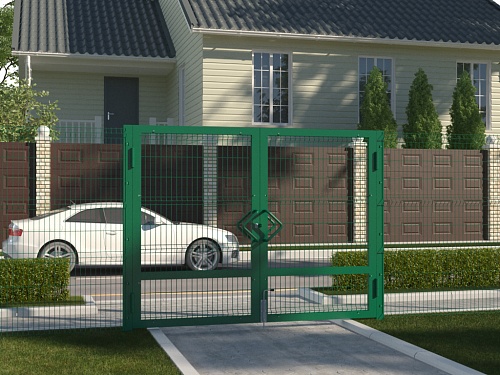 Распашные ворота со стальной рамой и с заполнением сварной сеткой Распашные ворота со стальной рамой и с заполнением сварной сеткой