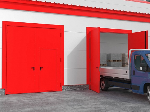 Распашные гаражные ворота из панелей с заполнением минеральной ватой Распашные гаражные ворота из панелей с заполнением минеральной ватой