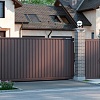 Откатные уличные ворота с заполнением профлистом Откатные уличные ворота с заполнением профлистом