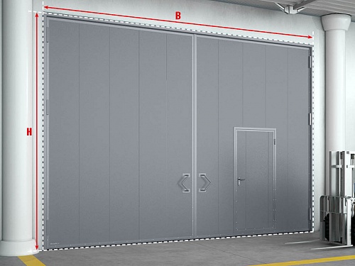 Распашные гаражные ворота из панелей с заполнением минеральной ватой Распашные гаражные ворота из панелей с заполнением минеральной ватой