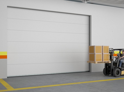 Промышленные ворота секционные из стальных сэндвич-панелей с торсионным механизмом ISD THERMALPRO Промышленные ворота секционные из стальных сэндвич-панелей с торсионным механизмом ISD THERMALPRO